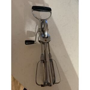 Vintage OEKCOO Stainless Manual Hand Mixer Egg Beater USA Kitchen Baking Black!